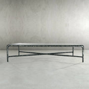 Hand-Forged Metal Rectangle Glass Coffee Table