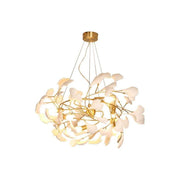Ceramics Ginkgo Brass Round Branch Chandelier