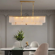 Alabaster Brass Rectangular Chandelier 41.33