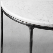 Hand-Forged Metal Semi-Circle Marble Console Table