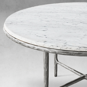 Hand-Forged Metal Marble Round Dining Table