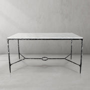 Hand-Forged Metal Rectangle Marble Desk