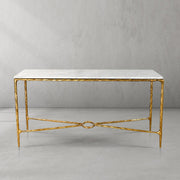 Hand-Forged Metal Rectangle Marble Console Table 60