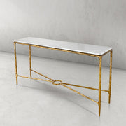 Hand-Forged Metal Rectangle Marble Console Table 60