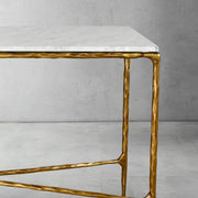 Hand-Forged Metal Rectangle Marble Console Table 60