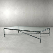 Hand-Forged Metal Rectangle Glass Coffee Table