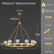Modern Crystal Farmhouse Wagon Wheel Chandeliers for Dining Room