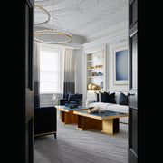 36 Inch Round Modern Chandelier Brass & Clear Geode Quartz Crystal Hanging Light