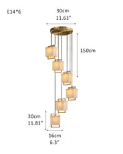 Elegant Cluster Alabaster Dome Suspension Light Lacquered Burnished Brass for hallway