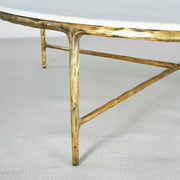Hand-Forged Metal Marble Round Coffee Table 36