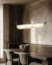 Modern Linear Black Metal Elegant Alabaster Pendant for Living room Lighting