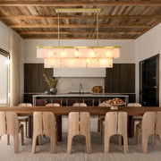 2-Tier Rectangle Alabaster Chandelier 54