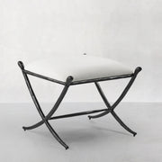 Hand-Forged Metal Horn Fabric Base Stool
