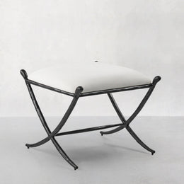 Hand-Forged Metal Horn Fabric Base Stool