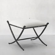 Hand-Forged Metal Horn Fabric Base Stool