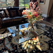Hand-Forged Metal Square Glass Coffee Table