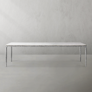 Hand-Forged Metal Marble Rectangular Dining Table