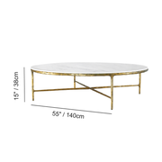 Hand-Forged Metal Marble Round Coffee Table 36