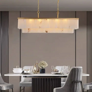 Alabaster Brass Rectangular Chandelier 41.33