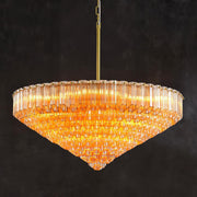 MDEGLYO Modern Amber and Clear Glass Chandelier 14
