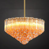MDEGLYO Modern Amber and Clear Glass Chandelier 14