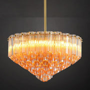 MDEGLYO Modern Amber and Clear Glass Chandelier 14