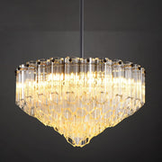 MDEGLYO Modern Amber and Clear Glass Chandelier 14