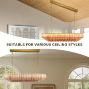 MDEGLYO Modern Amber and Clear Glass Chandelier 14