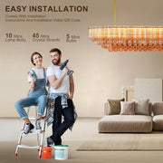 MDEGLYO Modern Amber and Clear Glass Chandelier 14