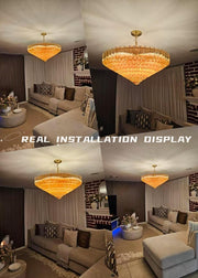 MDEGLYO Modern Amber and Clear Glass Chandelier 14