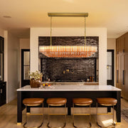 MDEGLYO Modern Amber and Clear Glass Chandelier 14