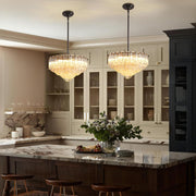 MDEGLYO Modern Amber and Clear Glass Chandelier 14