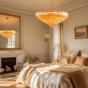 MDEGLYO Modern Amber and Clear Glass Chandelier 14