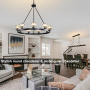 Modern Crystal Farmhouse Wagon Wheel Chandeliers for Dining Room