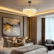 MDEGLYO Modern Amber and Clear Glass Chandelier 14