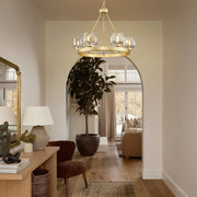 Modern Crystal Farmhouse Wagon Wheel Chandeliers for Dining Room