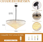 MDEGLYO Modern Amber and Clear Glass Chandelier 14