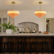 MDEGLYO Modern Amber and Clear Glass Chandelier 14