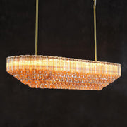 MDEGLYO Modern Amber and Clear Glass Chandelier 14