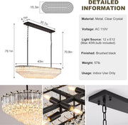 MDEGLYO Modern Amber and Clear Glass Chandelier 14