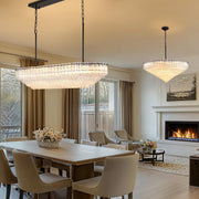 MDEGLYO Modern Amber and Clear Glass Chandelier 14
