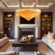 MDEGLYO Modern Amber and Clear Glass Chandelier 14