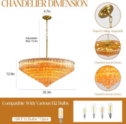 MDEGLYO Modern Amber and Clear Glass Chandelier 14