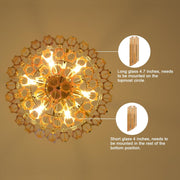 MDEGLYO Modern Amber and Clear Glass Chandelier 14