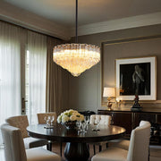 MDEGLYO Modern Amber and Clear Glass Chandelier 14