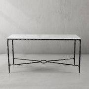 Hand-Forged Metal Rectangle Marble Console Table 60