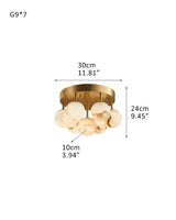 Alabaster Semi Flush Mount with Etched Opal Marble Shades