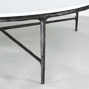 Hand-Forged Metal Marble Round Coffee Table 36