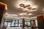 9-light Branching Disc Custom Made Flush mount -- Brushed Brass / Porcelain