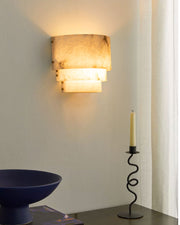 3 Tier White Round Alabaster Chain Pendant Light Fitting in Brass 10in